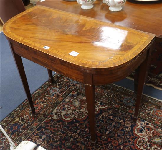 A Regency mahogany card table, W.91cm